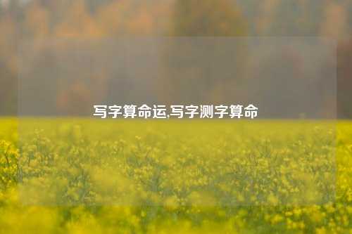 写字算命运,写字测字算命