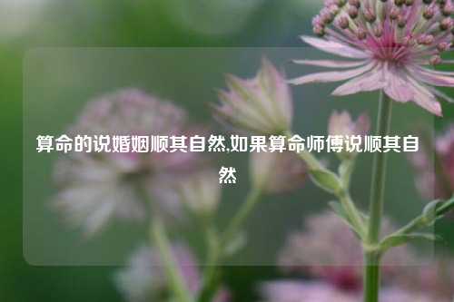 算命的说婚姻顺其自然,如果算命师傅说顺其自然