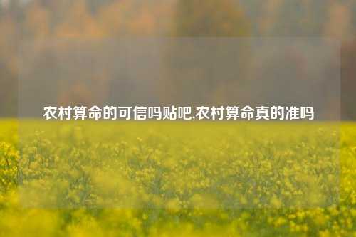 农村算命的可信吗贴吧,农村算命真的准吗