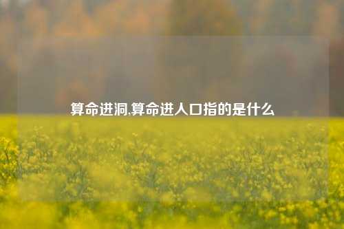 算命进洞,算命进人口指的是什么