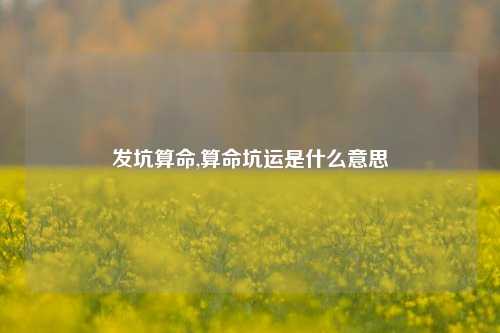 发坑算命,算命坑运是什么意思