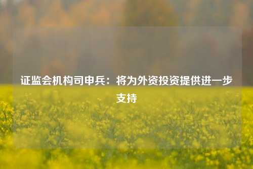 证监会机构司申兵：将为外资投资提供进一步支持