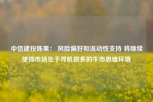 中信建投陈果： 风险偏好和流动性支持 将继续使得市场处于寻机做多的牛市思维环境