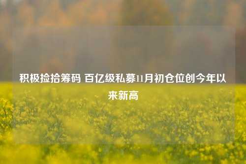 积极捡拾筹码 百亿级私募11月初仓位创今年以来新高