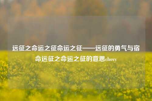 远征之命运之征命运之征——远征的勇气与宿命远征之命运之征的意思chovy