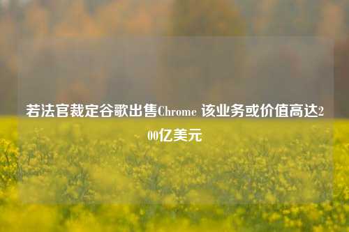 若法官裁定谷歌出售Chrome 该业务或价值高达200亿美元