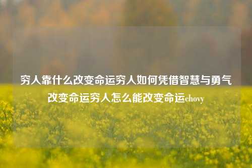 穷人靠什么改变命运穷人如何凭借智慧与勇气改变命运穷人怎么能改变命运chovy