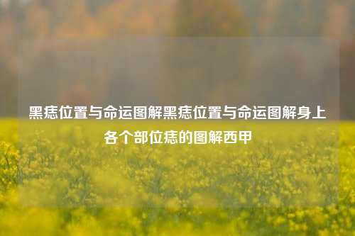 黑痣位置与命运图解黑痣位置与命运图解身上各个部位痣的图解西甲