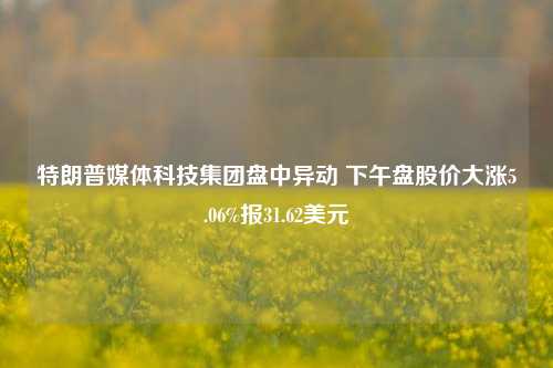 特朗普媒体科技集团盘中异动 下午盘股价大涨5.06%报31.62美元