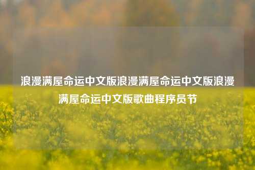 浪漫满屋命运中文版浪漫满屋命运中文版浪漫满屋命运中文版歌曲程序员节