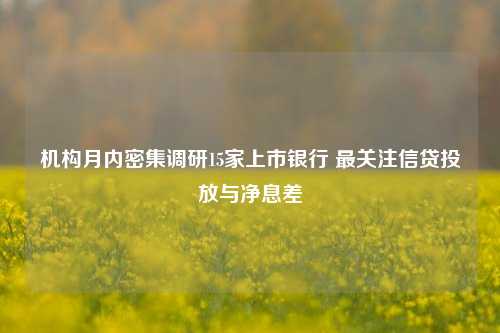 机构月内密集调研15家上市银行 最关注信贷投放与净息差