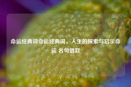 命运经典词命运经典词，人生的探索与启示命运 名句借款