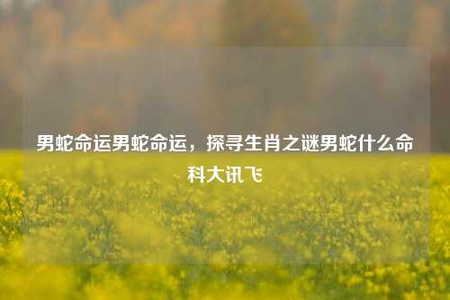 男蛇命运男蛇命运，探寻生肖之谜男蛇什么命科大讯飞