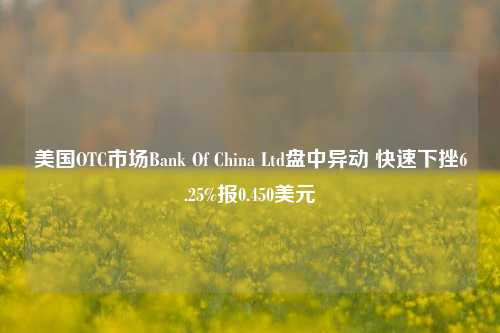 美国OTC市场Bank Of China Ltd盘中异动 快速下挫6.25%报0.450美元