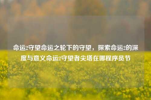 命运2守望命运之轮下的守望，探索命运2的深度与意义命运2守望者尖塔在哪程序员节