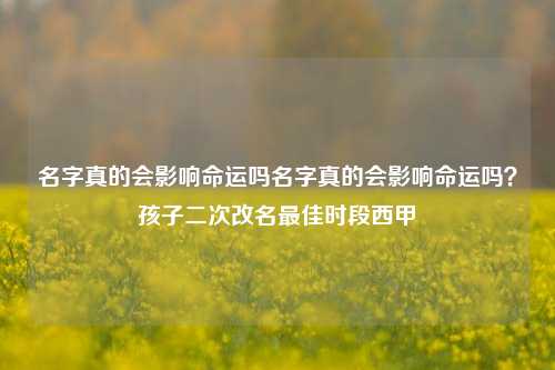 名字真的会影响命运吗名字真的会影响命运吗？孩子二次改名最佳时段西甲