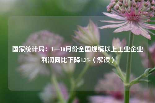 国家统计局：1—10月份全国规模以上工业企业利润同比下降4.3%（解读）