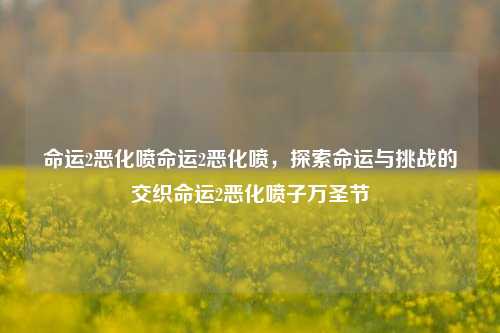 命运2恶化喷命运2恶化喷，探索命运与挑战的交织命运2恶化喷子万圣节