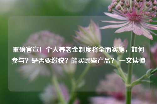 重磅官宣！个人养老金制度将全面实施，如何参与？是否要缴税？能买哪些产品？ 一文读懂