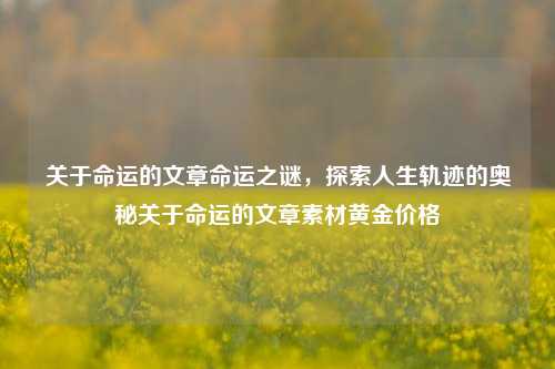 关于命运的文章命运之谜，探索人生轨迹的奥秘关于命运的文章素材黄金价格