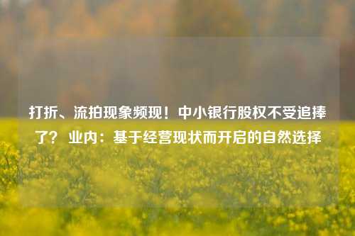 打折、流拍现象频现！中小银行股权不受追捧了？ 业内：基于经营现状而开启的自然选择